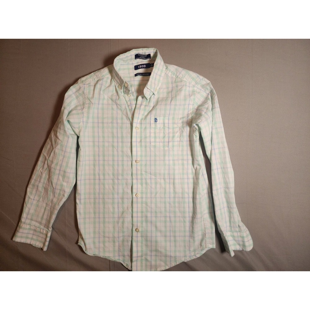 Izod Shirt Boys Sz Med 10/12 Button Down Long Sleeve